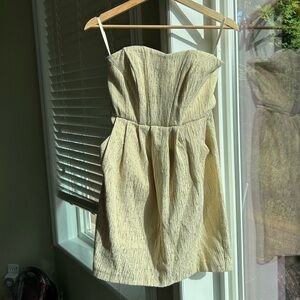 H&M structured strapless dress with gold detail